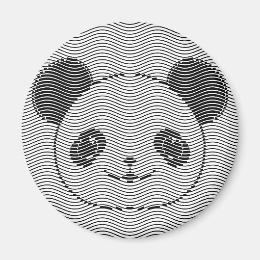 Panda Bärengesicht auf Wellenmuster Magnet (Vorne)