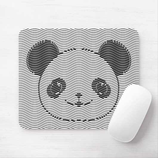 Panda Bärengesicht auf Wellenmuster Mousepad (Mit Mouse)