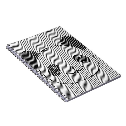 Panda Bärengesicht auf Wellenmuster Notizblock (Rechte Seite)