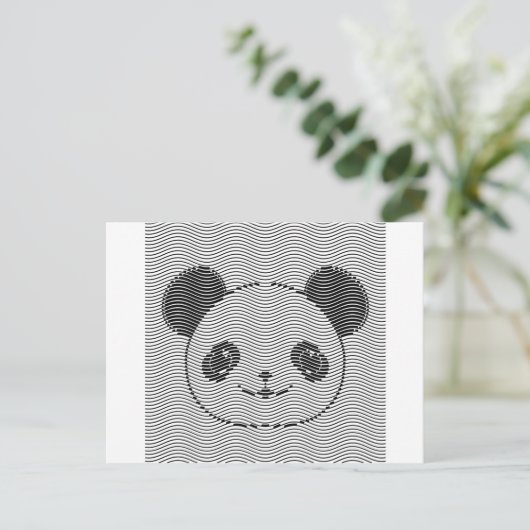 Panda Bärengesicht auf Wellenmuster Postkarte (Stehend Vorderseite)