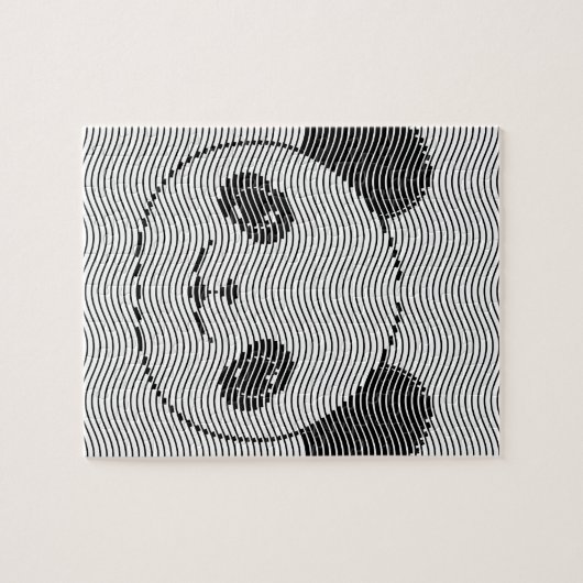 Panda Bärengesicht auf Wellenmuster Puzzle (Horizontal)