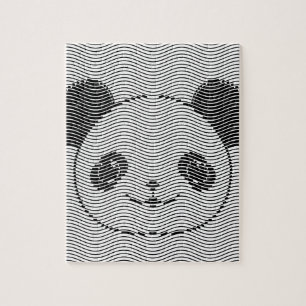 Panda Bärengesicht auf Wellenmuster Puzzle