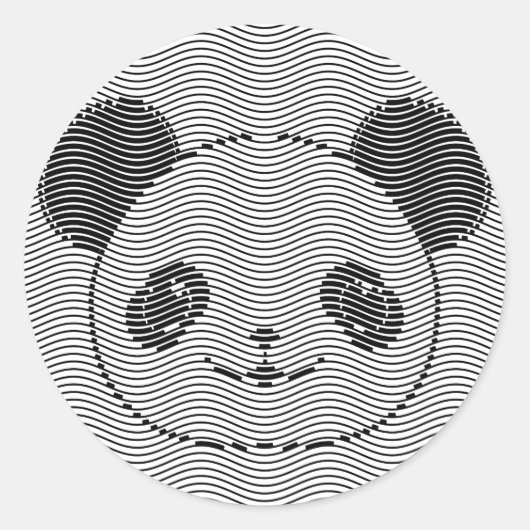 Panda Bärengesicht auf Wellenmuster Runder Aufkleber (Vorderseite)