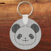Panda Bärengesicht auf Wellenmuster Schlüsselanhänger (Vorderseite)