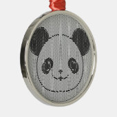 Panda Bärengesicht auf Wellenmuster Silbernes Ornament (Rechts)