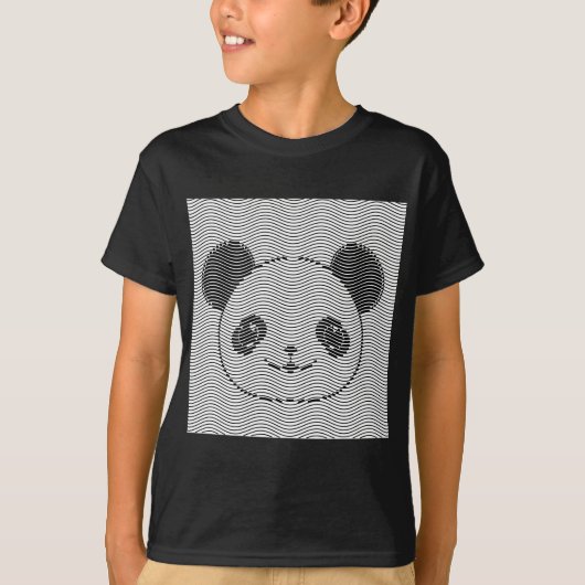 Panda Bärengesicht auf Wellenmuster T-Shirt (Vorderseite)