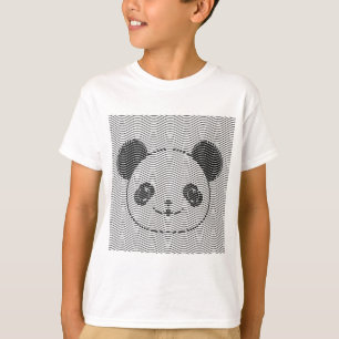 Panda Bärengesicht auf Wellenmuster T-Shirt