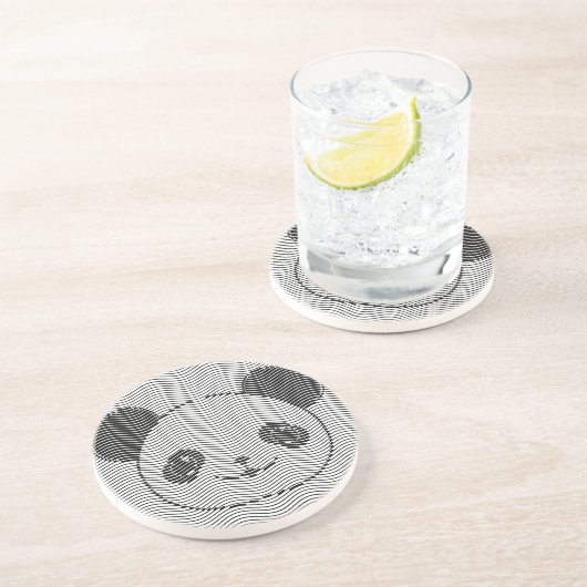 Panda Bärengesicht auf Wellenmuster Untersetzer (Seite)