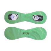 Panda Bärenköpfe, Schwänze auf grünem Monogramm Ba Baseball (Paneele)
