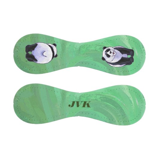 Panda Bärenköpfe, Schwänze auf grünem Monogramm Ba Baseball (Paneele)