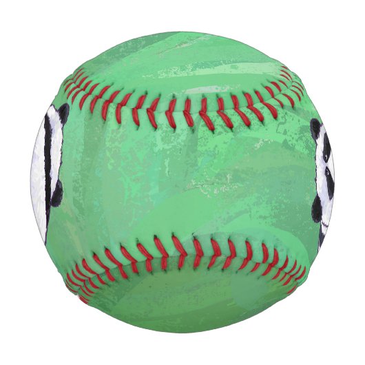 Panda Bärenköpfe, Schwänze auf grünem Monogramm Ba Baseball (Vorderseite)