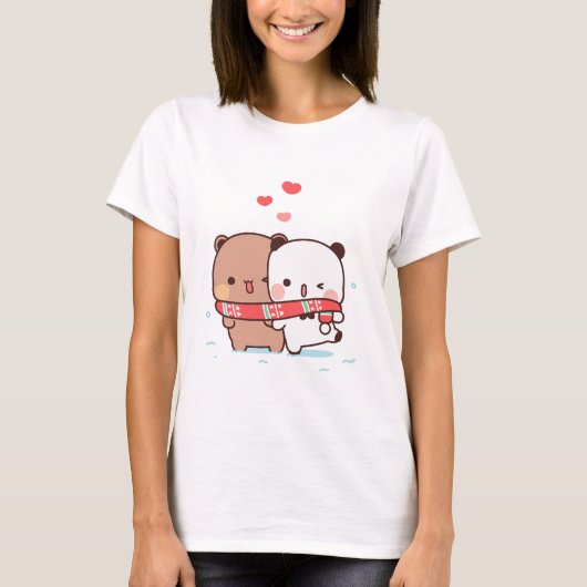Panda Bärenpaar, Niedliche Bubu und Dudu-Schläger T-Shirt (Vorderseite)