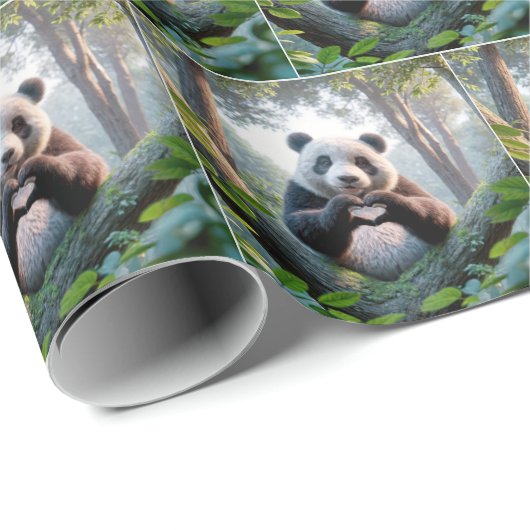 Panda Bärenpaare in Herzform Geschenkpapier (Rolleneckpunkt)