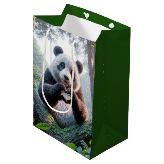 Panda Bärenpaare in Herzform Mittlere Geschenktüte (Vorderseite Schrägansicht)