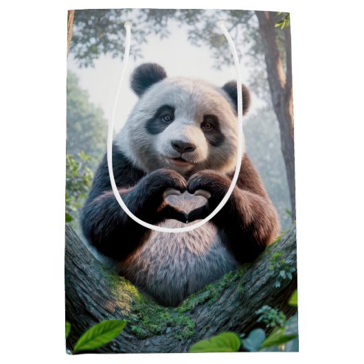 Panda Bärenpaare in Herzform Mittlere Geschenktüte (Vorderseite)