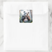 Panda Bärenpaare in Herzform Quadratischer Aufkleber (Tasche)