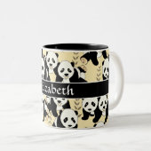 Panda-Bärn-grafisches Muster personifizieren Zweifarbige Tasse (VorderseiteRechts)