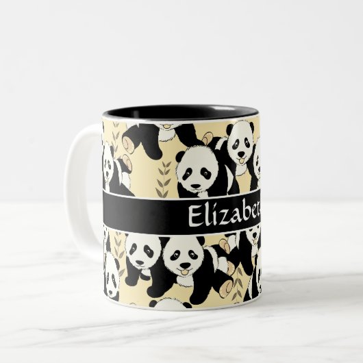 Panda-Bärn-grafisches Muster personifizieren Zweifarbige Tasse (Vorderseite Links)