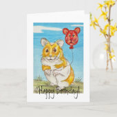 Panda-Bärn-Hamster mit rotem Ballon Karte (Gelbe Blume)