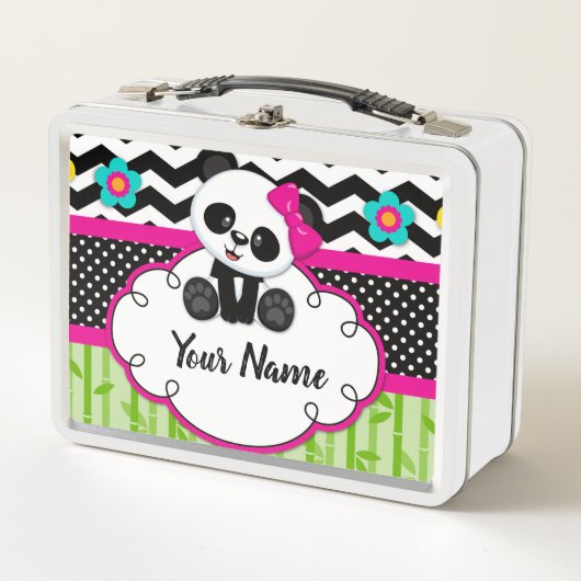 Panda-Bärn-kundenspezifischer personalisierter Metall Lunch Box (Vorderseite)