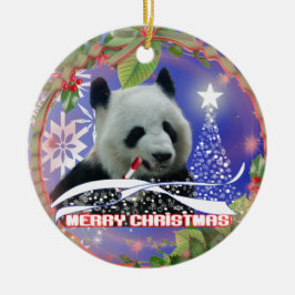 PANDA-BÄRN-LIEBHABER-WEIHNACHTSBAUM-VERZIERUNG KERAMIKORNAMENT