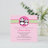 Panda-Bärn-Mädchen-Babyparty-Einladung Einladung (Stehend Vorderseite)