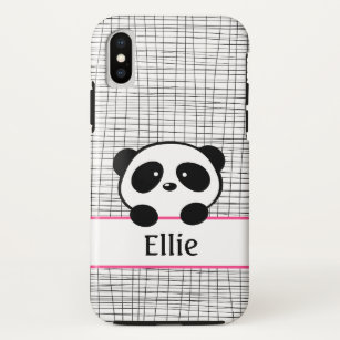 Panda-Bärn-Rosa und schwarzes Girly Tiermonogramm iPhone X Hülle