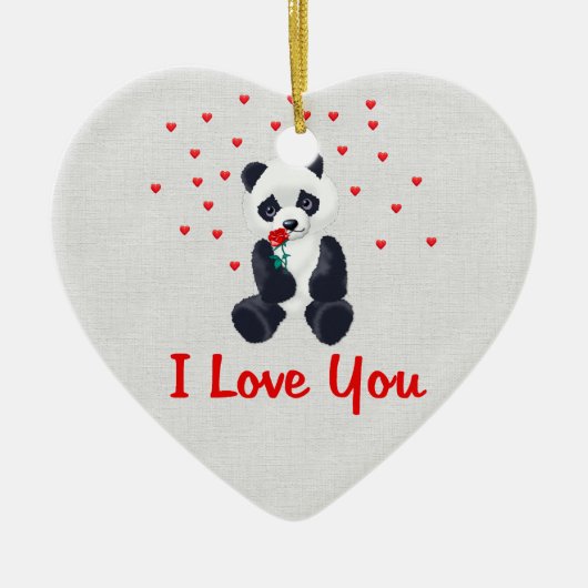Panda-Bärn-Valentinsgruß Keramikornament (Vorne)