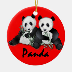 Panda-Bärn-Weihnachtsverzierung Keramik Ornament