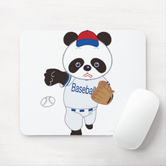 Panda Baseball-Spieler, der einen Baseball pittert Mousepad (Mit Mouse)