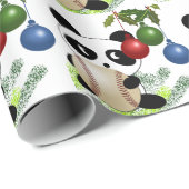Panda Baseball Weihnachten Geschenkpapier (Rolleneckpunkt)