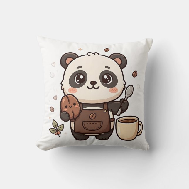Panda Bean & Spoon Coffee Kissen (Vorderseite)