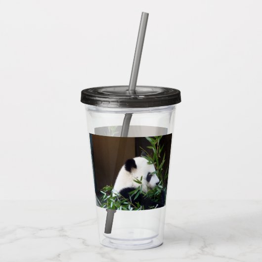 Panda Bear Acrylic Cup mit Litze und Strohhalm Acryltrinkbecher (Rückseite)