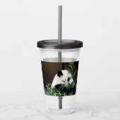 Panda Bear Acrylic Cup mit Litze und Strohhalm Acryltrinkbecher (Vorderseite)