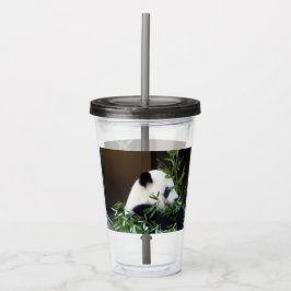 Panda Bear Acrylic Cup mit Litze und Strohhalm Acryltrinkbecher