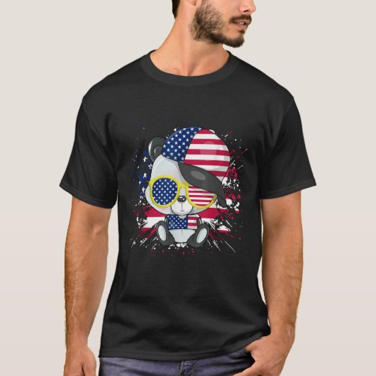 Panda Bear American Flag 4th of July American Sung T-Shirt (Vorderseite)