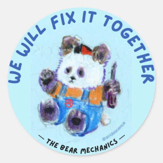 Panda Bear Anarcho-Mechanic Stickers (Vorderseite)