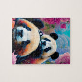 Panda Bear and Cube mit Blume Puzzle (Horizontal)