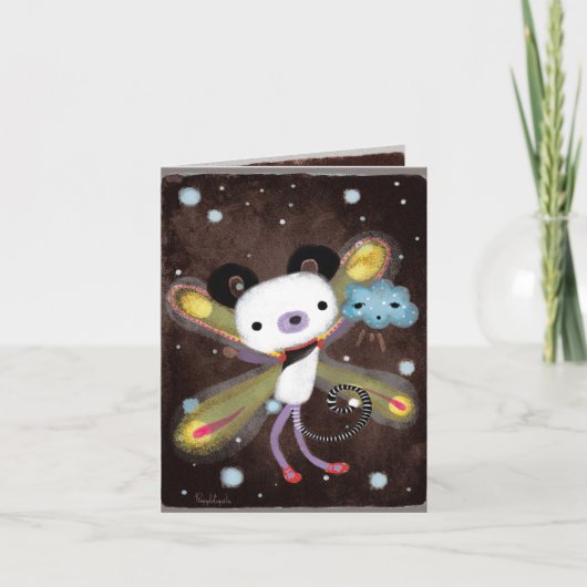 Panda Bear and cute cloud friend card dark grungy Karte (Vorderseite)