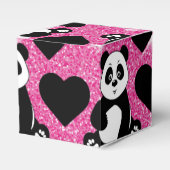 Panda Bear Animal Lover Black Hearts Pink Glitzer Geschenkschachtel (Vorderseite)