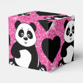 Panda Bear Animal Lover Black Hearts Pink Glitzer Geschenkschachtel (Rückseite)