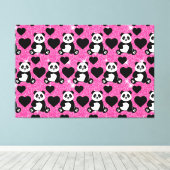Panda Bear Animal Lover Black Hearts Pink Glitzer Leinwanddruck (Insitu (Holzboden))