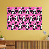 Panda Bear Animal Lover Black Hearts Pink Glitzer Leinwanddruck (Insitu (Wohnzimmer))