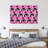 Panda Bear Animal Lover Black Hearts Pink Glitzer Leinwanddruck (Insitu (Schlafzimmer))