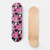 Panda Bear Animal Lover Black Hearts Pink Glitzer Skateboard (Vorderseite)