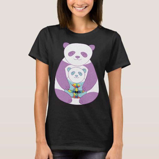 Panda bear Autism Awareness Puzzle pieces symbol A T-Shirt (Vorderseite)