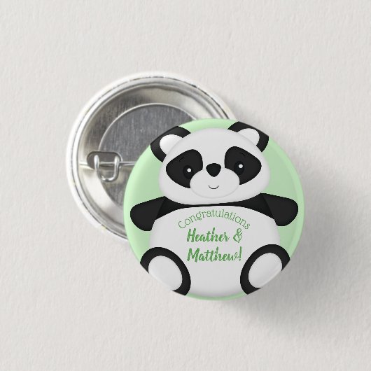 Panda Bear Baby Dusche Button (Vorne & Hinten)