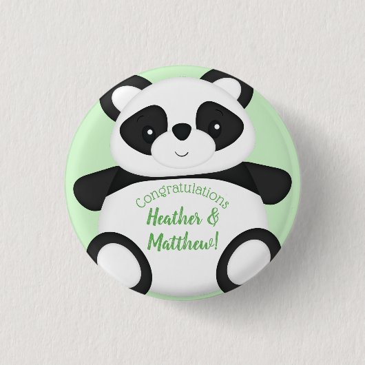 Panda Bear Baby Dusche Button (Vorderseite)