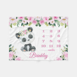 Panda Bear Baby Girl Monthly Milestone Baby Fleecedecke