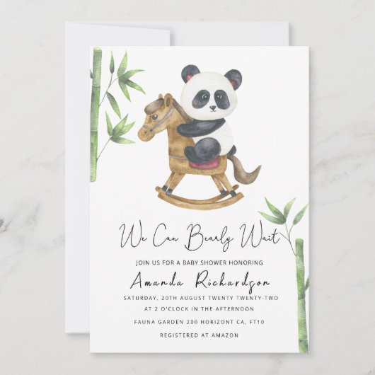 Panda Bear Baby Shower Einladung (Vorderseite)